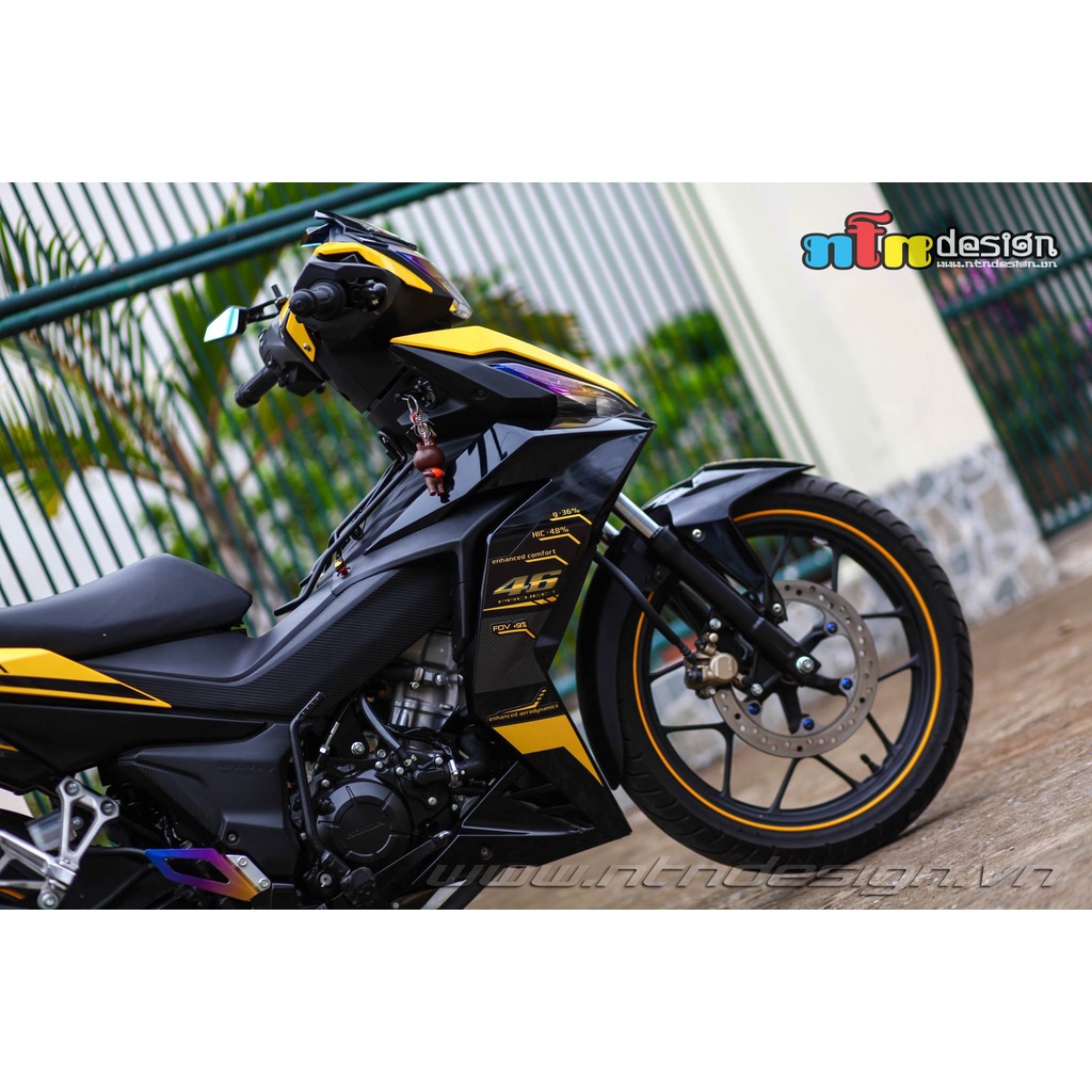 Tem Rời Dán Xe Winner V1 Mẫu Vàng Đen Số 46 Cực Chất, Hàng 3 Lớp Chất Lượng Cao ,Team Decal