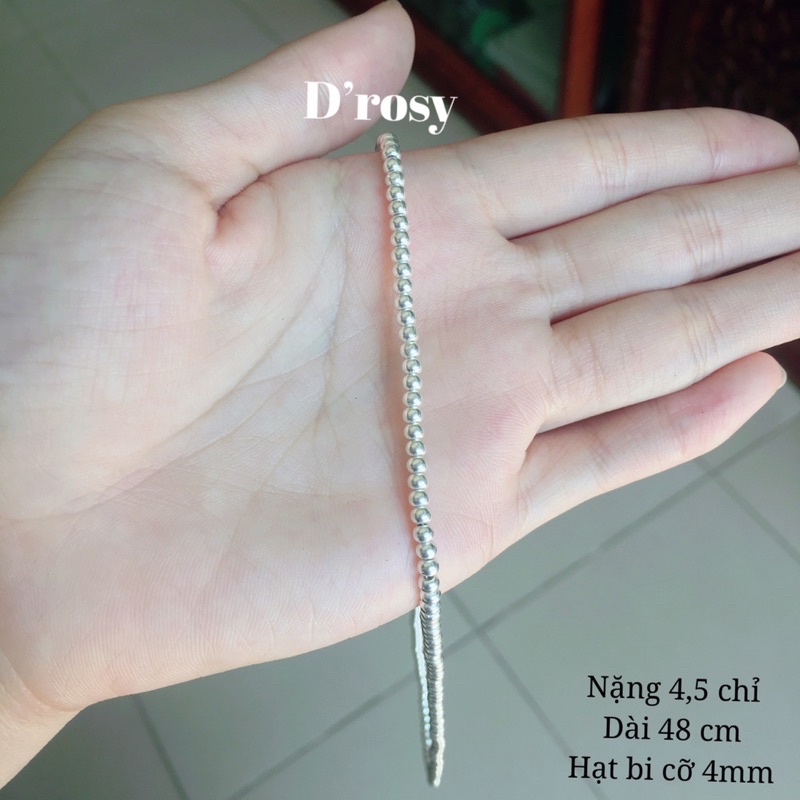 Dây chuyền bạc bi tròn trơn cho người lớn cỡ 3mm 4mm 5mm 6mm dài 47-55 cm chuẩn bạc ta có bảo hành