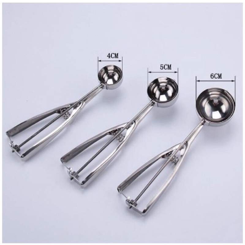 Cây muỗng dụng cụ múc xúc kem viên tròn inox 304 đủ 3 cỡ