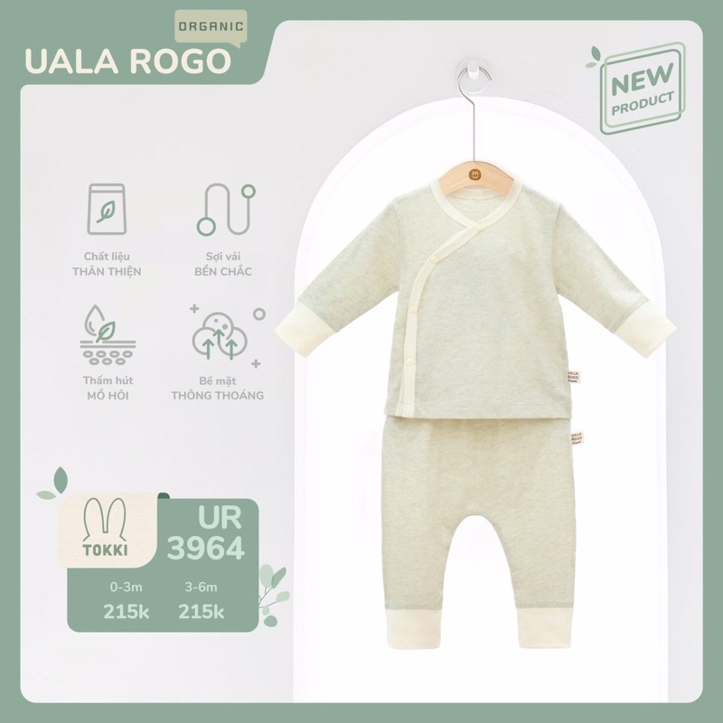 UALA ROGO -Bộ sơ sinh cài chéo Organic cotton