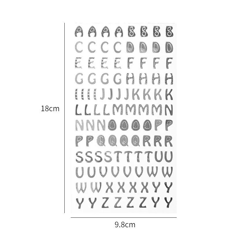 Sticker nhũ kim hình số và chữ (SN02)