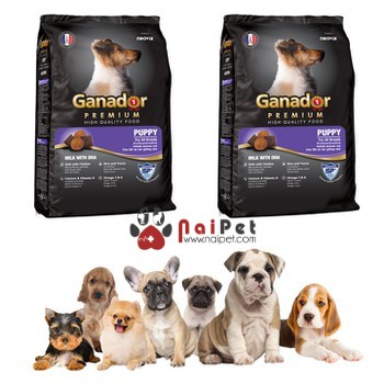 Thức Ăn Hạt Khô Chó Con Cho Tất Cả Các Giống Chó Puppy Sữa Và DHA Ganador 400g