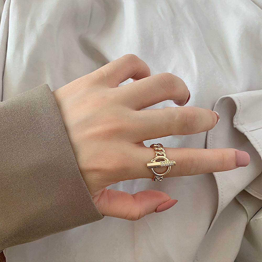 SOMEDAYZL Nhẫn Hở Họa Tiết Hình Học Phong Cách Vintage Thời Trang