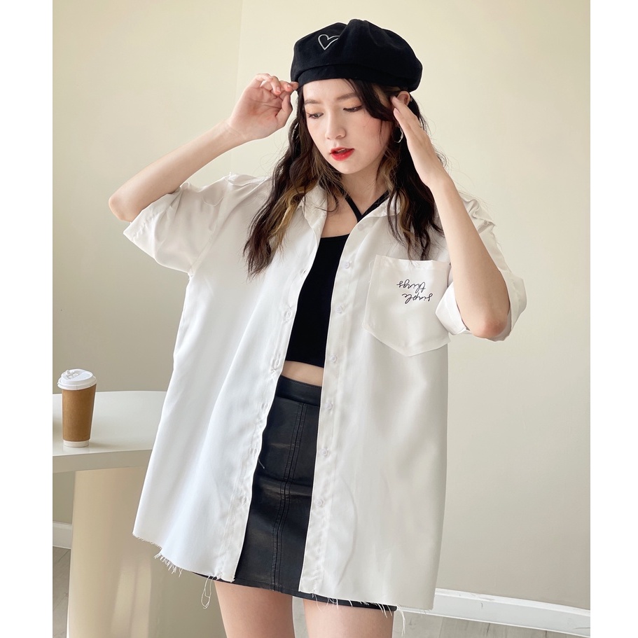 Áo sơ mi tay lỡ SIMPLE THINGS form rộng unisex nam nữ Ulzzang (Ảnh thật/ Có sẵn) | BigBuy360 - bigbuy360.vn