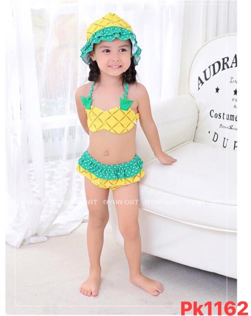 Set bikini dâu dứa trẻ em