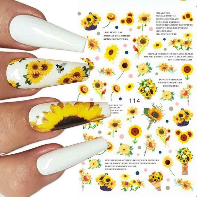 [Hàng mới về] Hình dán trang trí móng tay họa tiết hoa hướng dương xinh xắn