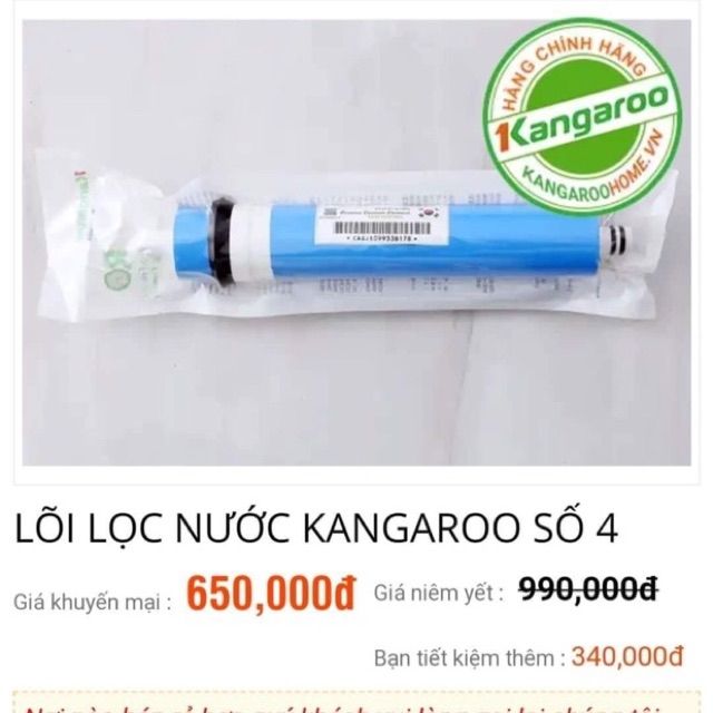 Quả lọc kangaroo RO ( số 4) cam kết hàng chính hãng