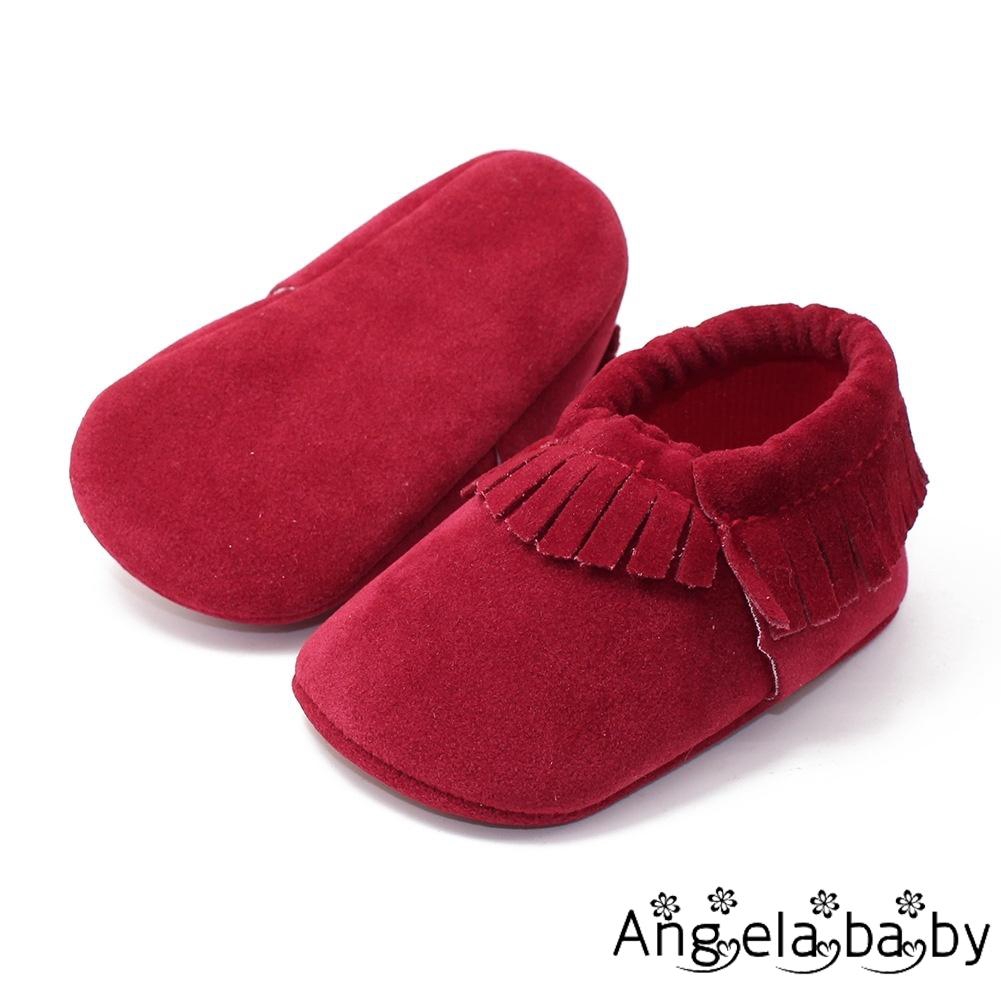 IAA-Baby Kids Fringe Soft Sole Moccasin Boys Girls Toddler Suede Leather Crib