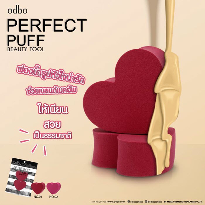 [ Auth Thái ] Mút Trang Điểm Odbo Perfect Puff OD8129 Đỏ - 2 Cái