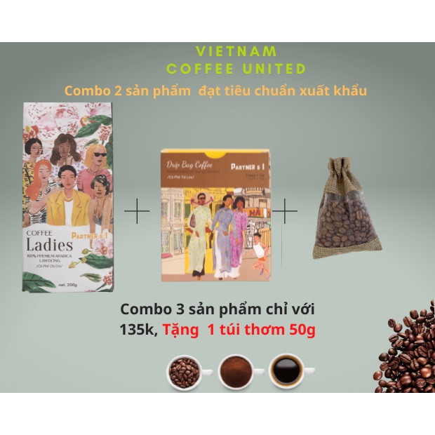 Combo 2 cà phê nguyên chất VCU Coffee (Drip Bag Coffee + Cafe Ladies)