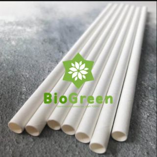 100 ống hút giấy trắng phi 8 dài 20cm