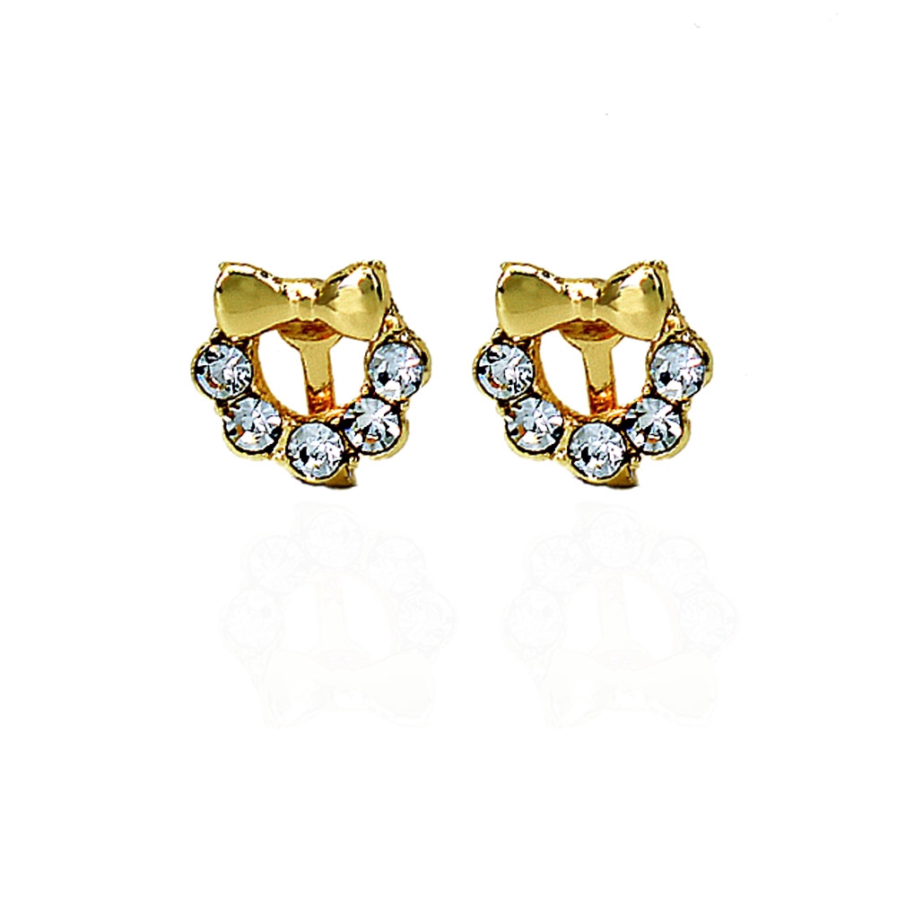 Khuyên tai hình chiếc nơ đính đá pha lê trắng xinh xắn cho nữ