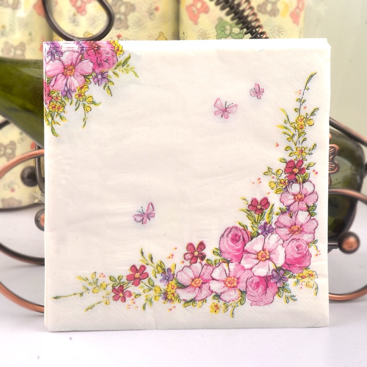 Bộ 20 Khăn Ăn In Hoa Nhiều Màu Sắc