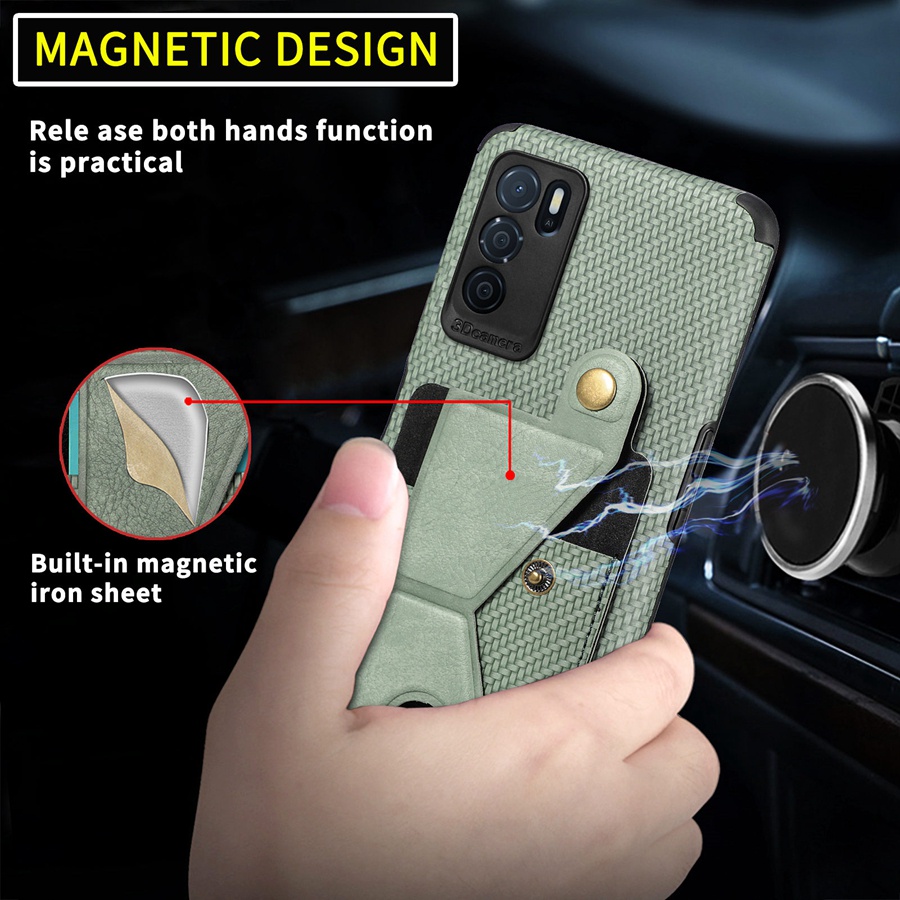 Ốp Điện Thoại Da PU Kèm Ngăn Đựng Thẻ Từ Tính Chống Sốc Sang Trọng Cho OPPO Reno 7 5G 6 Pro Plus 6 4G 4 Pro