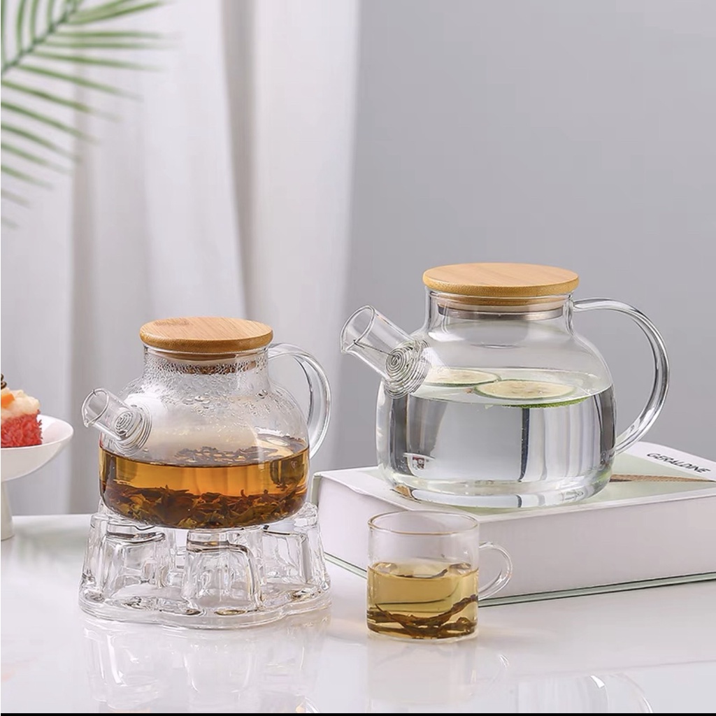 Ấm pha trà deli có lưới lọc inox 1000ml bình thủy tinh chịu nhiệt cao cấp 1 lít đựng nước có lắp sotoba giá rẻ sang trọn
