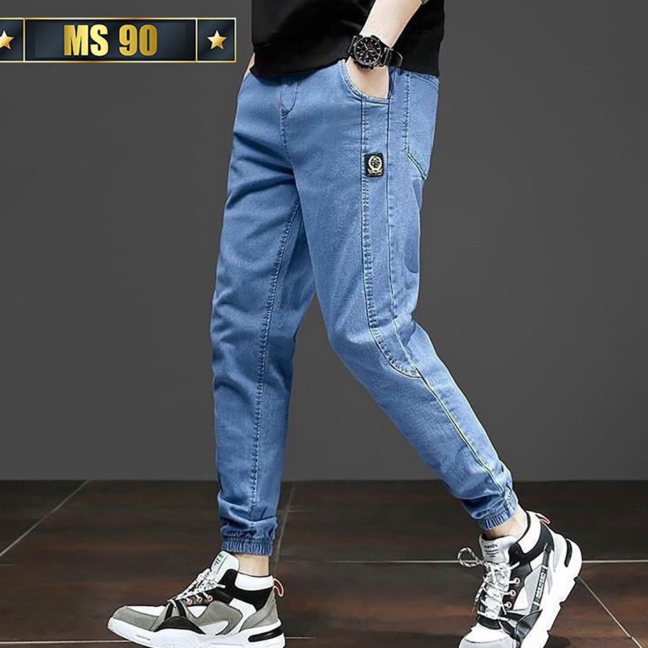 Quần jeans nam màu xanh chất bò bo chun phong cách cao cấp co giãn tốt,quần jean nam thời trang cao cấp hót trend