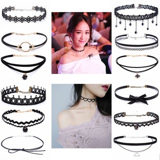 Vòng cổ choker COMBO 10 vòng siêu đẹp chất liệu da, vải nhung loại tốt
