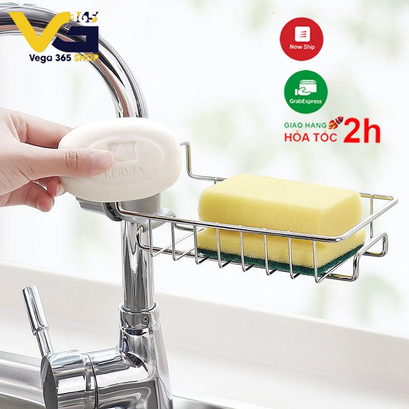 Giá để đồ inox cài cạnh vòi nước rửa bát nhà tắm | BigBuy360 - bigbuy360.vn