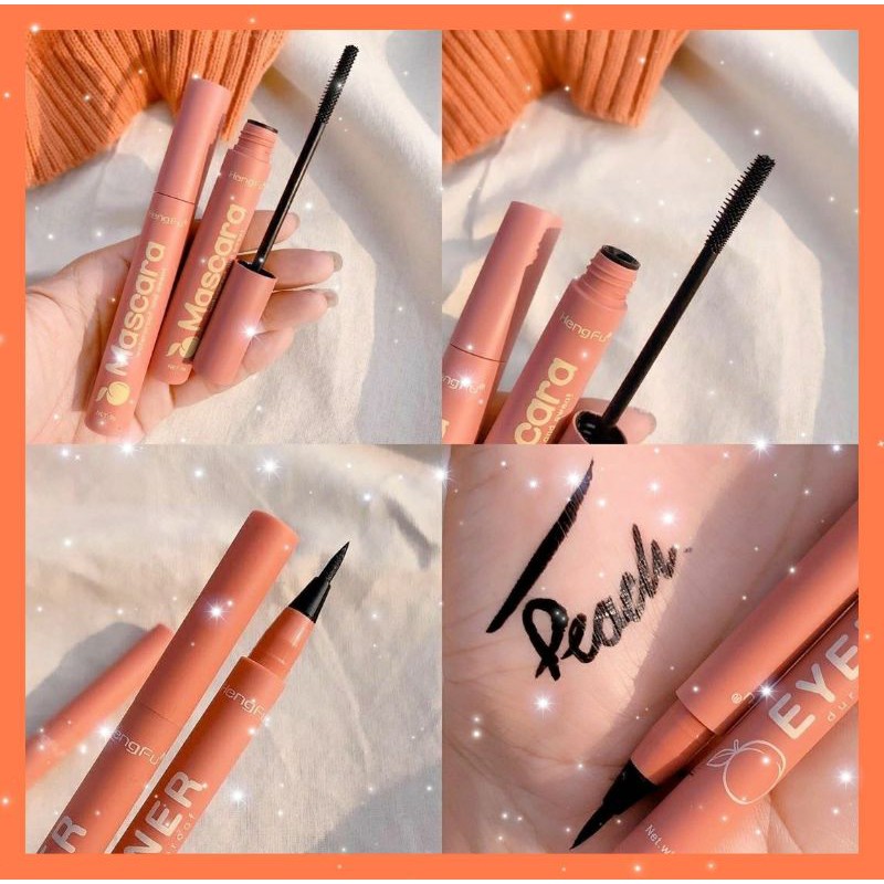 [ Chính Hãng ] Combo 2 món mascara + eyeliner Hengfu Peach - Mới