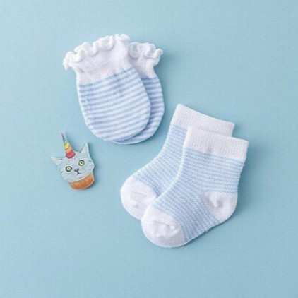 Set bao tay và tất chân cotton giữ ấm cho bé sơ sinh