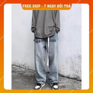 quần jean ống rộng nam nữ lưng cao baggy unisex