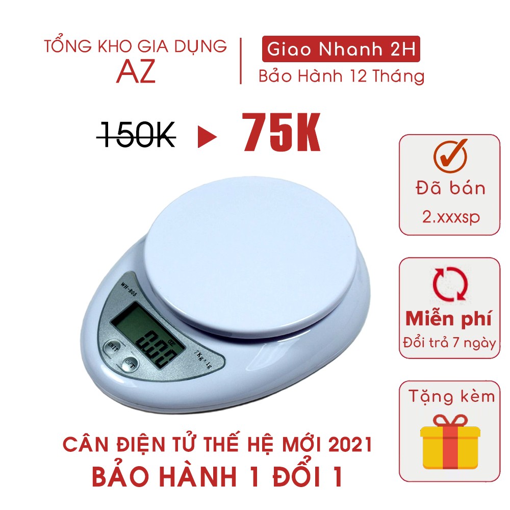 Cân Điện Tử Nhà Bếp Mini Electronic Kitchen Scale Cân Thực Phẩm 5Kg – 1G ( CÂN MỎ TRÒN)