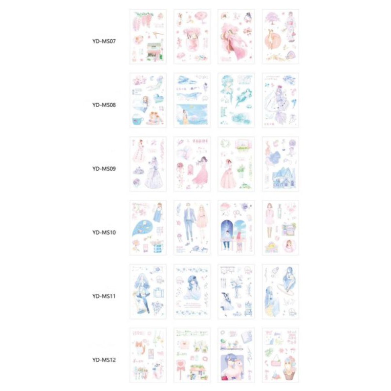 Set 4 tấm sticker trang trí anime hoạt hình dễ thương