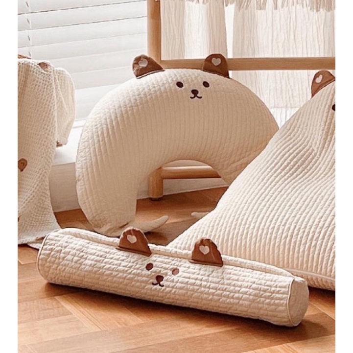 Gối Ngủ Chần Bông Cotton Tinh Khiết Hình Mặt Có Thể Tháo Rời Cho Bé