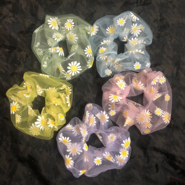 Đồ cột tóc Scrunchies hoa cúc lưới HOT TREND 2020