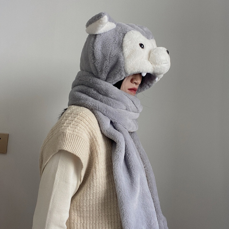 Bộ Mũ Trùm Đầu Và Găng Tay 3 Trong 1 Giữ Ấm Mùa Đông Thoải Mái Họa Tiết One Piece Cho Nữ