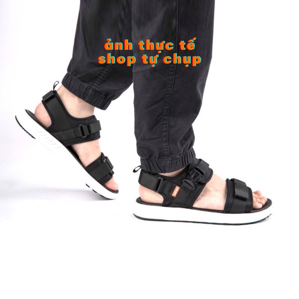 Giày sandal nam nữ 2 quai ngang Vento NB01B màu đen