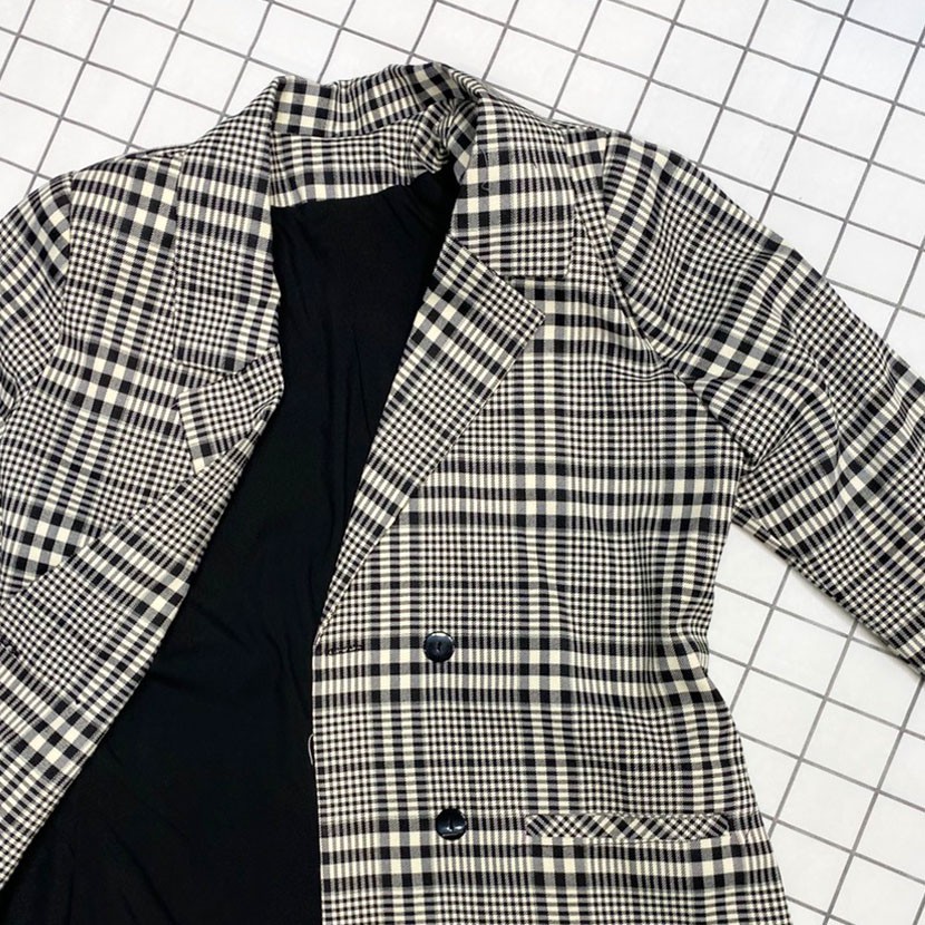Áo Blazer Kẻ Đen Trắng, Khoác Blazer 2 Lớp Hàng Cao Cấp Hachidesigns | BigBuy360 - bigbuy360.vn