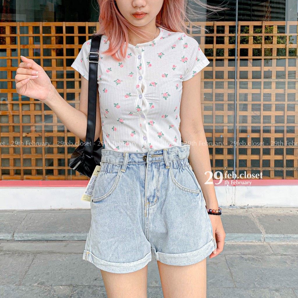 Quần short jeans eo chun