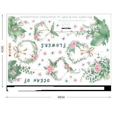 Tranh decal dán tường GIỎ HOA MỚI cực đáng yêu- Decal dán tường trang trí phòng khách