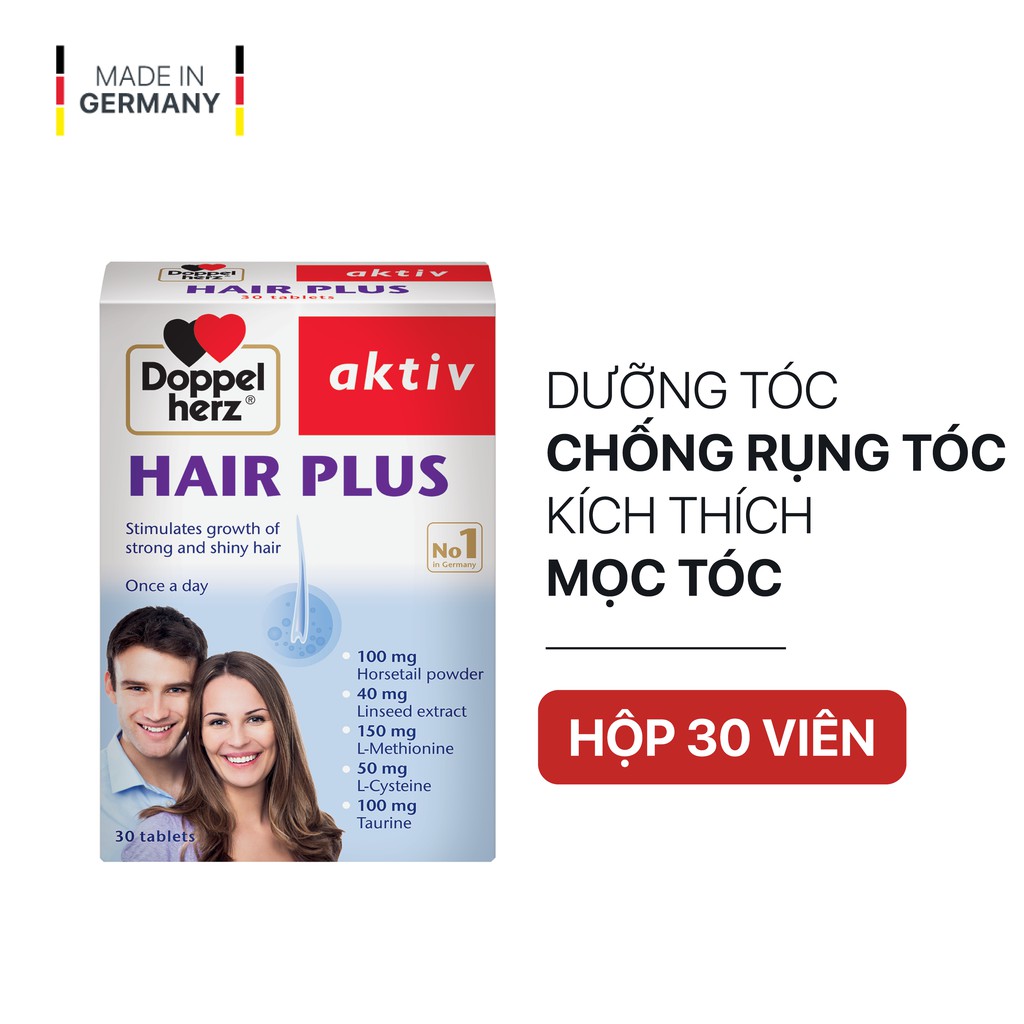[TPCN Nhập Khẩu] Viên uống Chống Rụng Tóc và Kích Thích Mọc Tóc Doppelherz Aktiv Hair Plus (Hộp 30 viên)