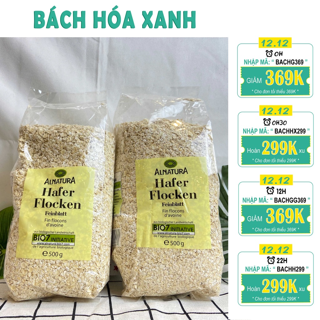 Yến mạch giảm cân Cán Dẹt & Cán Vỡ Hafer Flocken 500gr, 5 phút ăn liền - Bách Hóa Xanh