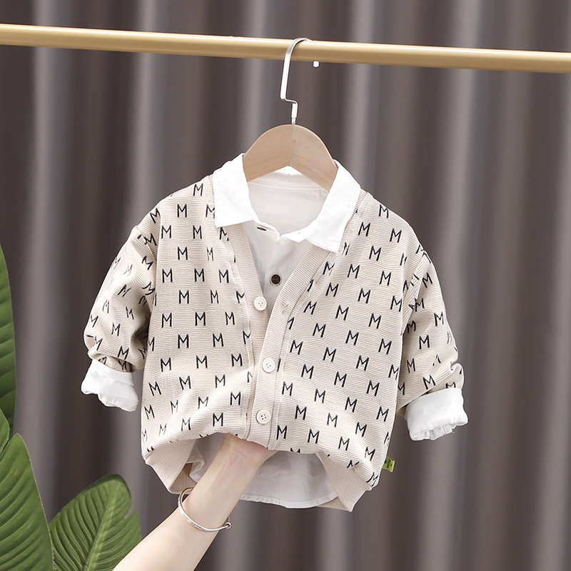 Áo khoác Cardigan dệt kim cổ chữ V thời trang xuân thu cho bé trai