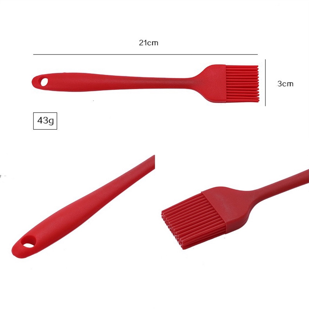 Chổi quét dầu làm bánh, cọ phết mỡ silicon cán đúc nguyên khối 21cm Bunakids AD26