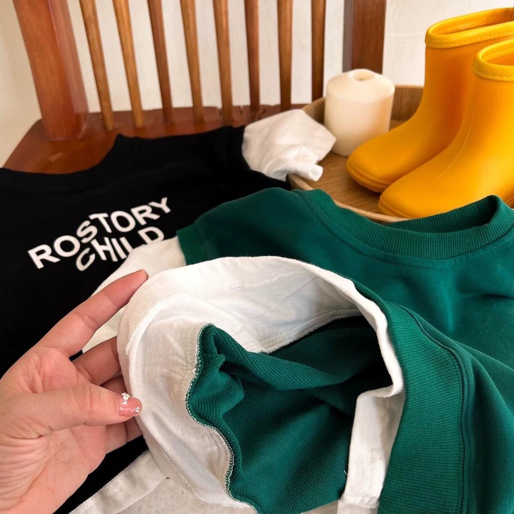 [Hàng Sẵn Sàng!!]Hàng Mới Về Áo Thun Tay Ngắn Giả Hai Lớp Họa Tiết Kẻ Sọc Thời Trang Mùa Hè Cho Bé Trai