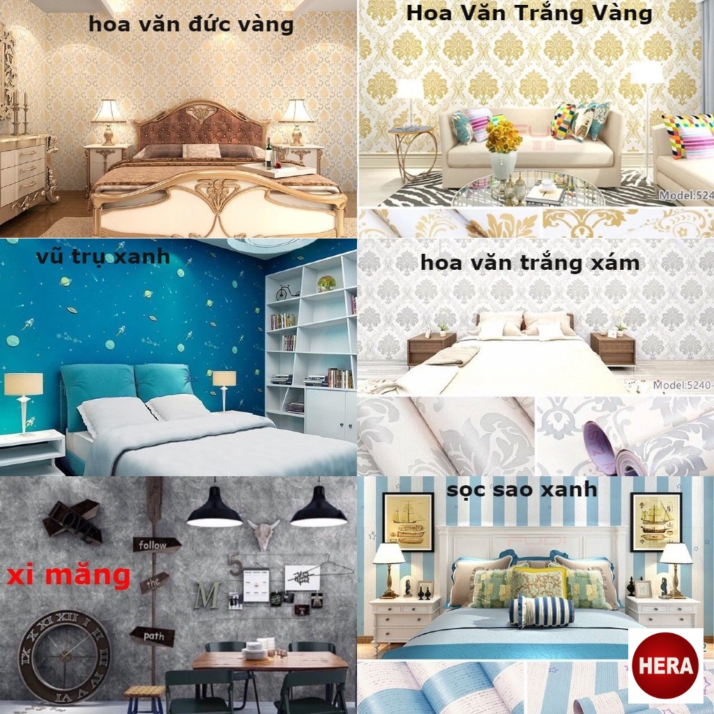 Giấy dán tường màu trơn pastel có sẵn keo khổ rộng 45 cm dài 10 mét / 1 cuộn HERA