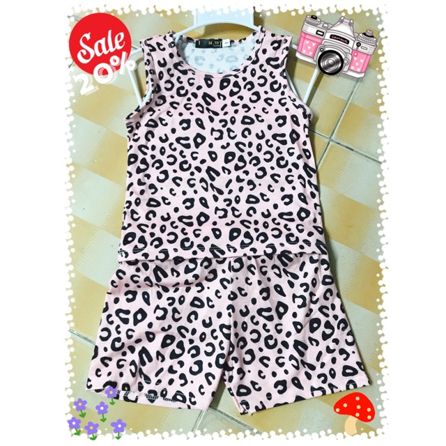 Bộ thun da beo ba lỗ bé gái 8-15kg