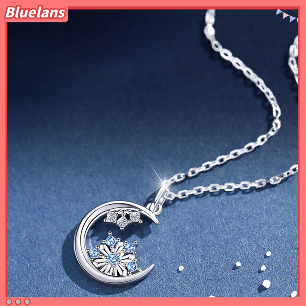 Vòng cổ Mặt Hình Hoa Tuyết / Mặt Trăng Đính Đá Chống Mài Mòn Phong Cách Hàn Quốc 48h