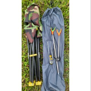 Combo ghế câu cá dã ngoại, chống cần tay gác cần tay