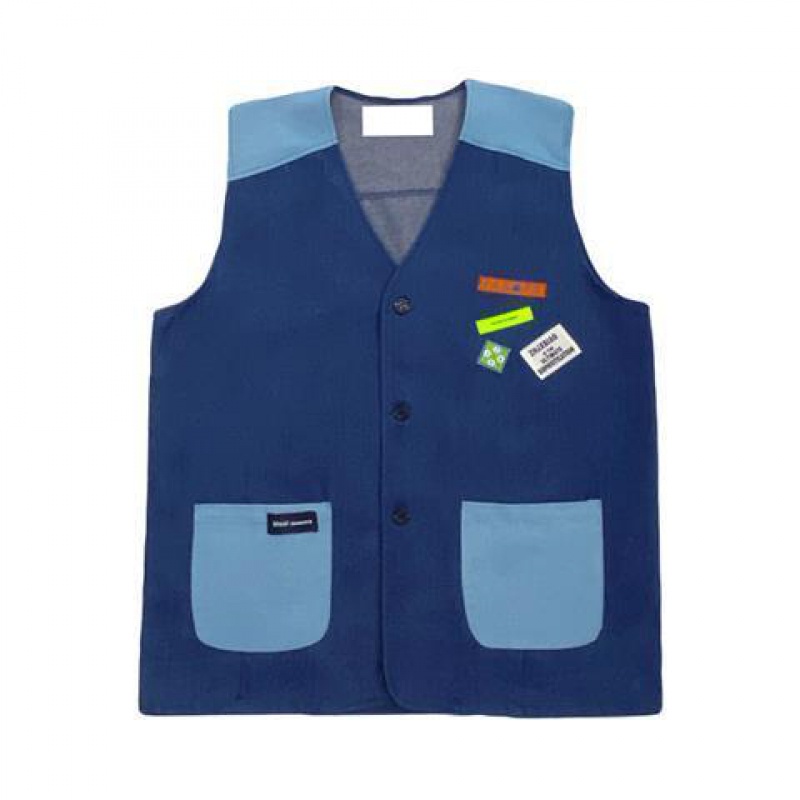 Áo Khoác Ghi Lê Có Túi Màu Sắc Tương Phản Phong Cách retro Cho Nam Nữ