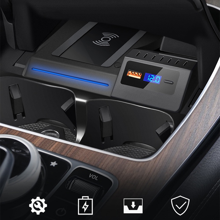 Bộ Sạc Nhanh Không Dây 15W Cho Mercedes Benz GLC C Class W205 X253 C63 C43 18W PD USB-C Type-C