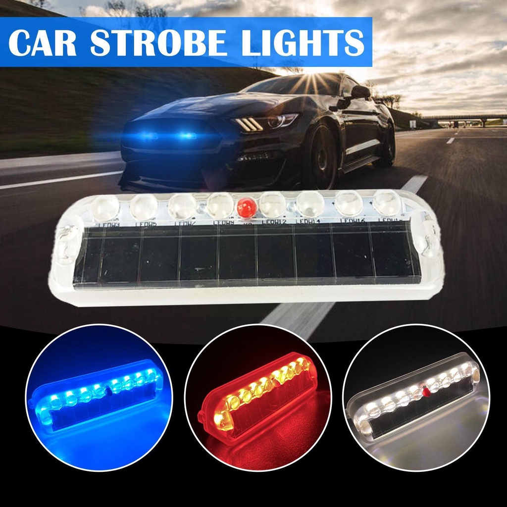 Đèn LED 10 Bóng Năng Lượng Mặt Trời Cảnh Báo An Toàn Gắn Đuôi Xe Hơi / Xe Máy