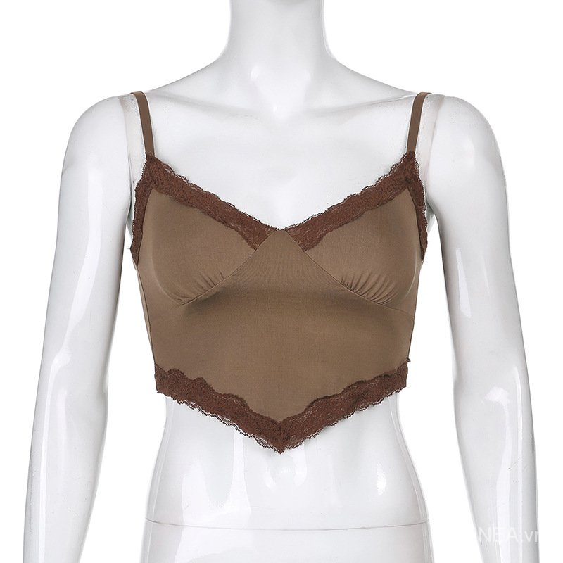 DUNEA Áo tanktop hai dây thiết kế cổ chữ V thời trang gợi cảm dành cho nữ