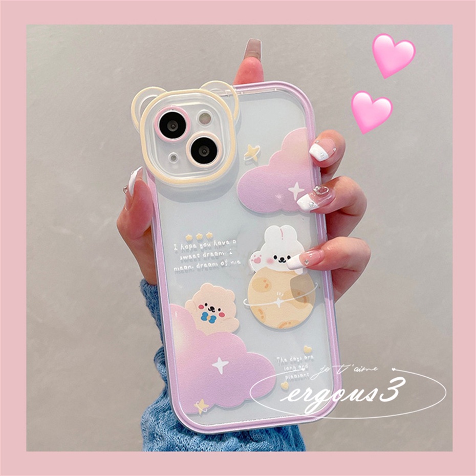 Ốp Điện Thoại Họa Tiết Thỏ / Gấu / Hành Tinh Cho iPhone 14 13 12 11 Pro Max SE2020 X XR Xs Max 7 8 6 6s Plus
