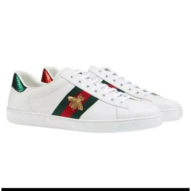 Giày Gucci Ace Embroidered Sneaker White Leather With Bee Màu Trắng Size 39