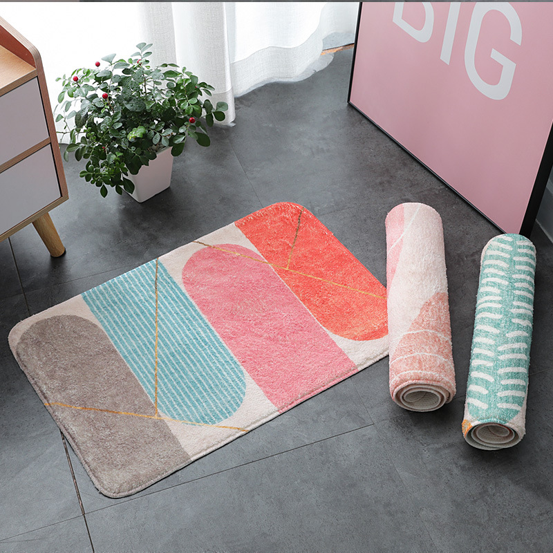 HOMEPLUS Thickened Flocking Mat Antiskid Pedal Mat Machine Washable Flocking Carpet Machine Woven Jacquard Floor Mat Thickened Fluff Soft Mat